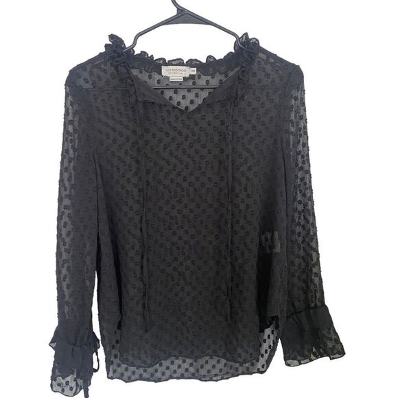 Lili Sidonio Tops - Lili Sidonio X Molly Bracken Black Textured Bell Sleeve Top Sz XS